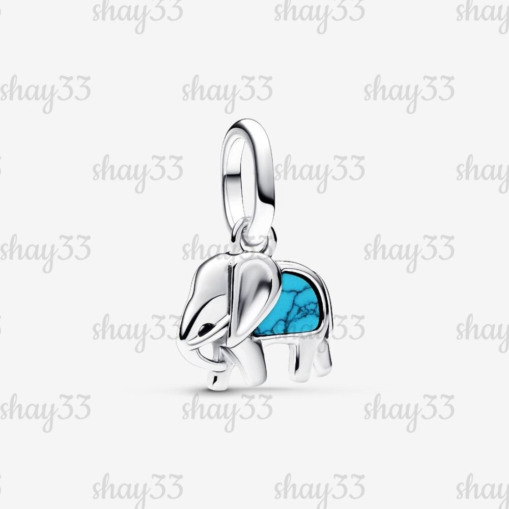 Pandora Turquoise-coloured Elephant Mini Dangle Charm